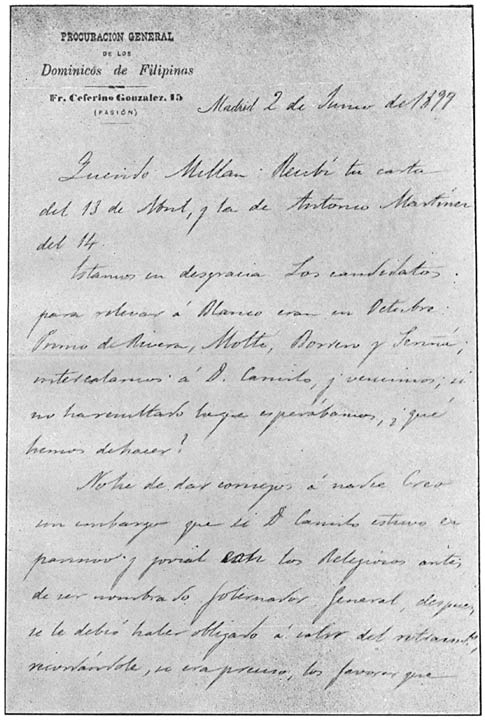 Carta del P. Matías Gómez. 