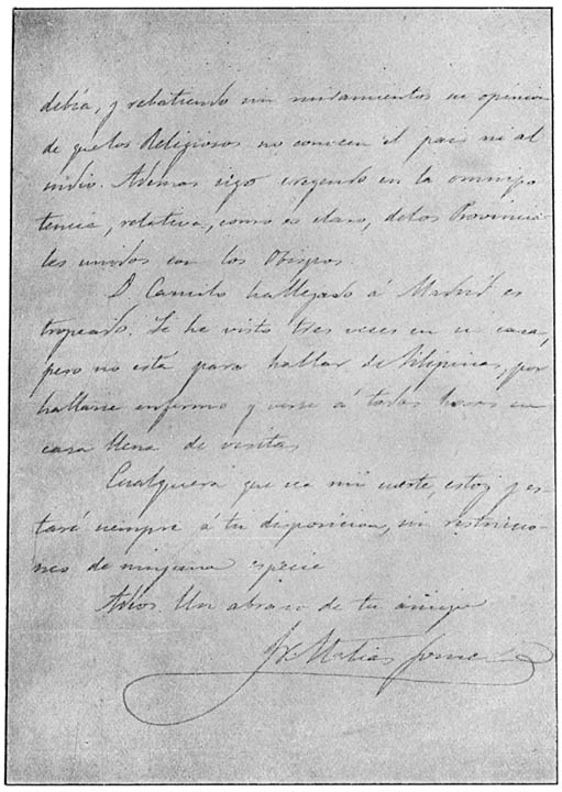 Carta del P. Matías Gómez.